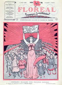 Omslag van Floreal magazine ter viering van het veertigjarig bestaan van Ecoles Laiques in Frankrijk, 2 juli 1921