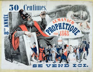 Omslag van een profetische almanak met Nostradamus (1503-66) 1848 door French School