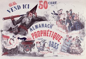 Omslag van een profetische almanak met Nostradamus, 1855