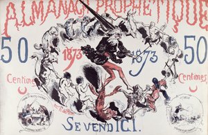 Omslag van een profetische almanak met Nostradamus, 1873