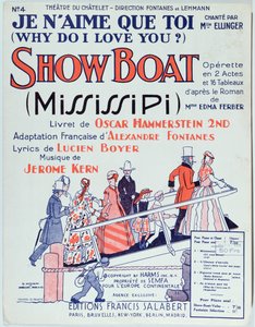 Omslag van partituur van de operette Showboat, geproduceerd in het Théâtre du Châtelet in 1928 door French School