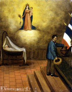 Wieg in een stembureau - ex-voto, Musée de Jouques door French School