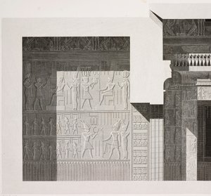 Dwarsdoorsnede van de Kleine Zuidelijke Tempel, detail, Karnak Tempelcomplex, Thebe, Luxor, Egypte