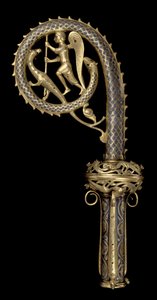 Kruisstafkop die St. Michael toont die de draak verslaat, Limoges, c.1220-30