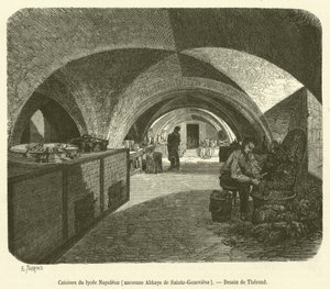 Keukens van het Lycée Napoleon, voormalige Abdij van Sainte-Genevieve (gravure) door French School