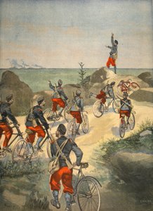 Fietsservice langs de kust van Cuba, illustratie uit Le Petit Journal: Supplement illustre, 1898