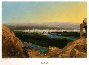 Damascus in Syrië (gravure, ca. 1850) door French School