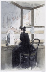 Kassière (bij de slager) - in "De vrouw in Parijs" door Pierre Vidal door French School