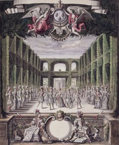 Dans in een formele tuin, uit een collectie getiteld Les Menus Plaisirs du Roi door French School