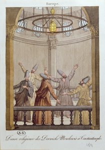 Dans van de Mewlewi Derwisjen in Constantinopel, 1811 door French School