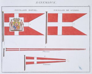 Deense vlaggen, uit een Frans vlaggenboek, c.1819 door French School