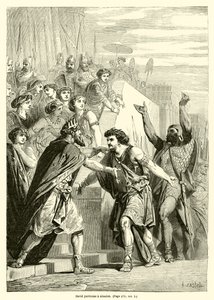 David vergeeft Absalom (gravure) door French School