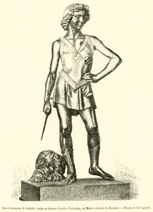 David overwint Goliath, bronzen beeld van Andrea Verocchio, in het Nationaal Museum van Florence door French School