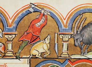 December, Offer van een varken, uit het Psalter van Sint Elisabeth door French School