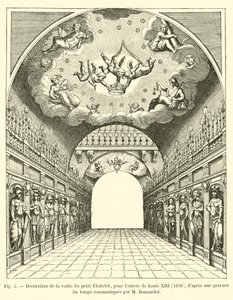 Decoratie van het gewelf van het kleine Chatelet, voor de intocht van Lodewijk XIII, 1628, naar een gravure uit die tijd, meegedeeld door M. Bonnardot door French School