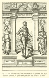 Decoratie van een trumeau in de galerij van de Koningen, kleine galerij, naar een gravure van Thomas de Leu door French School