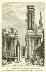 Sloop van de kerk van de Feuillants, 1806, naar een tekening uit die tijd, meegedeeld door M A Bonnardot door French School