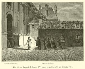 Vertrek van Lodewijk XVI in de nacht van 20 op 21 juni 1791 door French School