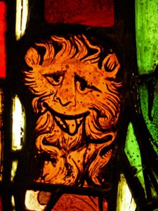 Een leeuw in het St. Petrus paneel: uit de Chapelle du Chateau, Rouen? door French School