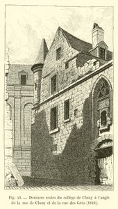 Laatste resten van het college van Cluny op de hoek van rue de Cluny en rue des Gres, 1848