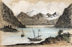 Beschrijving van de verschillende soorten landschappen en reliëfs volgens de geografie: detail van het Meer van Genève. Plaat 