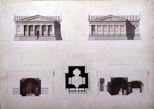 Ontwerp voor een mausoleum in Griekse Revival-stijl, c.1835 door French School