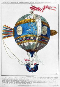 Ontwerp voor een heteluchtballon met een diameter van 120 voet om op te stijgen in Dijon, c.1784