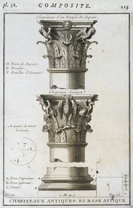 Ontwerp voor een oude kapiteel en basis van een Tempel van Jupiter