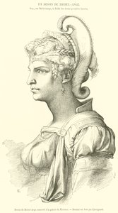 Tekening van Michelangelo bewaard in de galerij van Florence door French School