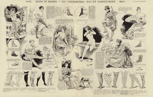 Dessus et dessous, schoenen, kousen en jarretels (gravure)