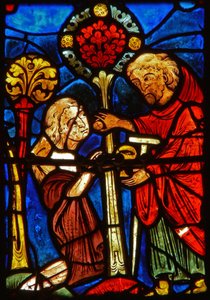 Raam met scènes uit het leven van St. Maria de Egyptische (detail) door French School