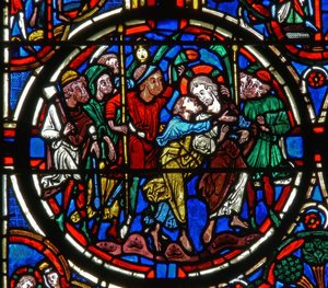 Raam met de Passie: het verraad van Judas (detail)