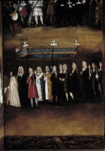 Detail van een 18e-eeuws scherm gebruikt voor het Fête Dieu (of Fête van het Heilig Sacrament) door French School