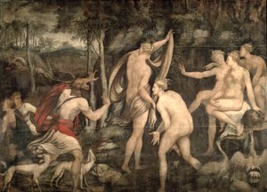 Diana en Actaeon, Fontainebleau School, midden 16e eeuw door French School