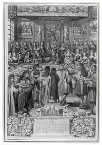 Diner van Lodewijk XIV in het stadhuis, 30 januari 1687, uit Kalender van het jaar 1688 door French School
