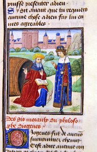 Diogenes, uit Histoire des Philosophes, eind 15e eeuw (perkament) door French School