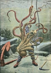 Duiker aangevallen door een octopus door French School