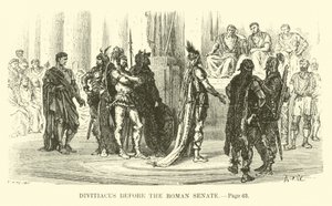Divitiacus voor de Romeinse Senaat door French School