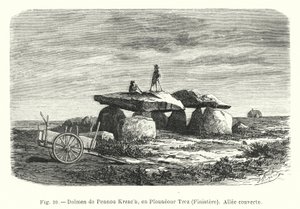 Dolmen van Pennou Kreach, in Plouneour Trez, Finistere, Overdekte gang door French School