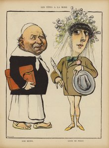 Dom Michel en de Franse danseres en courtisane Liane de Pougy. Illustratie voor Le Rire