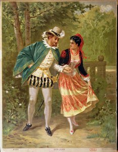 Don Juan, scène ter illustratie van de opera Don Giovanni door Wolfgang Amadeus Mozart (1756-91), 1879 door French School