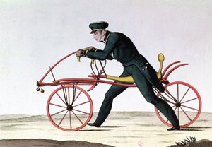 Draisienne, voorloper van de fiets, uitgevonden 1816 door Baron Karl von Drais (1785-1851), 1820 door French School