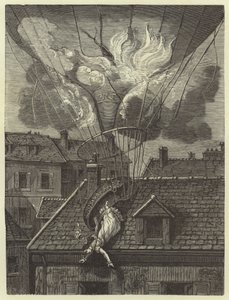 Dramatische dood van de luchtvaartster Madame Blanchard, 6 juli 1819 door French School