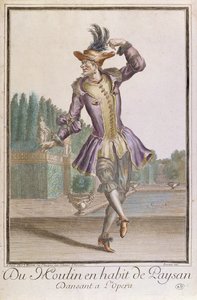 Du Moulin in een boerenkostuum voor een ballet in de Opera, uitgegeven door Mariette, eind 17e eeuw door French School