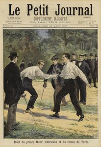 Duel tussen Prins Henri van Orléans en de Graaf van Turijn, Vaucresson, Frankrijk, 1897 door French School