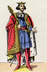 Dynastie van de Capetingen: Portret van Hendrik I, koning van de Franken. Epinal afbeelding. door French School