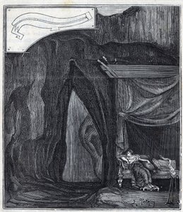 Oor van Dionysius - Orecchio di Dionisio (Orecchio di Dionigi) - Interieur van de grot bekend als het Oor van Denys in Syracuse - Gravure in 