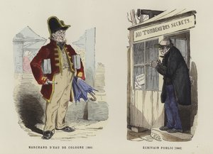Eau de Cologne verkoper, 1845, en publieke schrijver, 1840 door French School