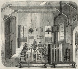 School voor idioten in Bicetre in de 19e eeuw - Gravure in 