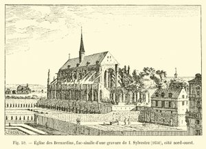 Kerk van de Bernardijnen, facsimile van een gravure van I Sylvestre, 1650, noordwestzijde door French School